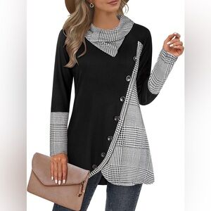 Cowl Neck Asymmetrical Tunic